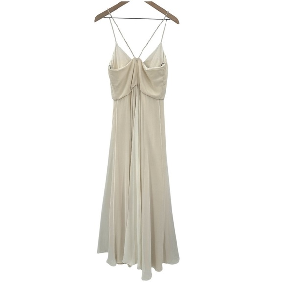 BHLDN Jenny Yoo Inesse Chiffon Bridesmaid Formal Dress - Winter White - Size 8 - Picture 5 of 9